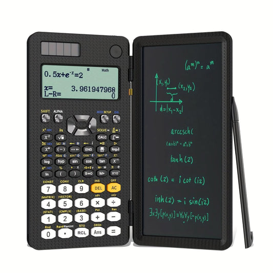 4-Line Solar-Powered Scientific Calculator with Notepad