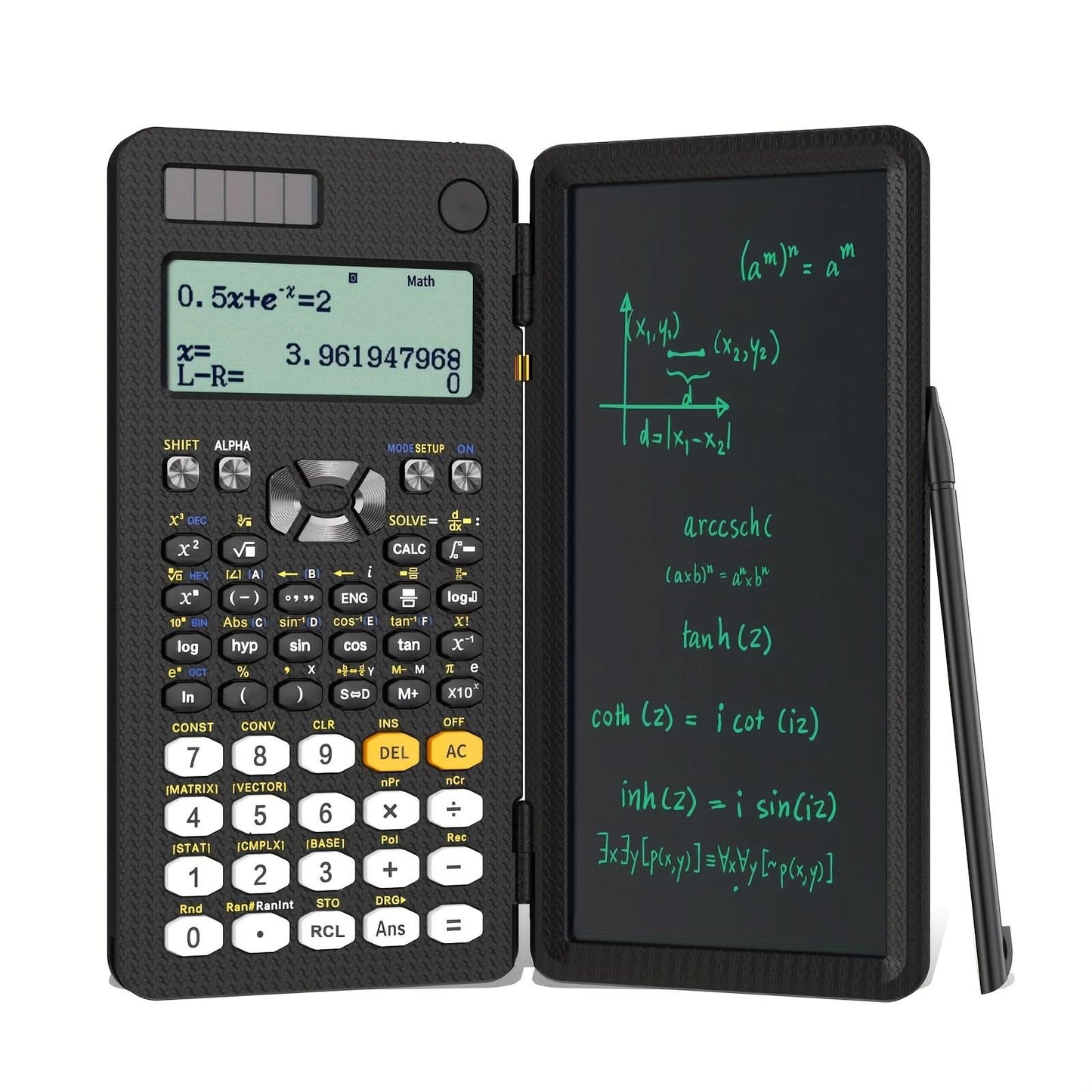 4-Line Solar-Powered Scientific Calculator with Notepad