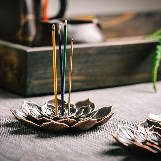 Exquisite Brass Lotus Incense Burner - Detachable Ashtray & Aroma Diffuser