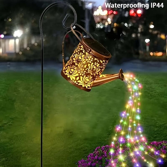 Solar-Powered LED Metal Watering Can Light – Vintage Outdoor Garden Decor