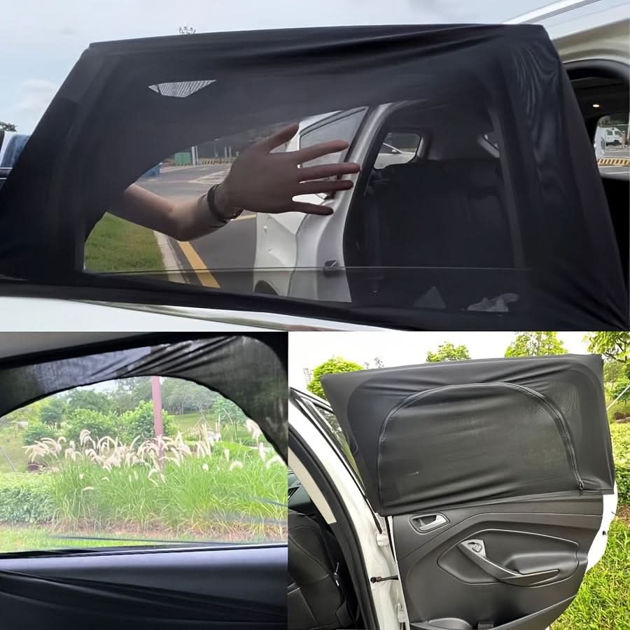 Car Privacy Window Screen – UV Protection Mesh with Zipper
