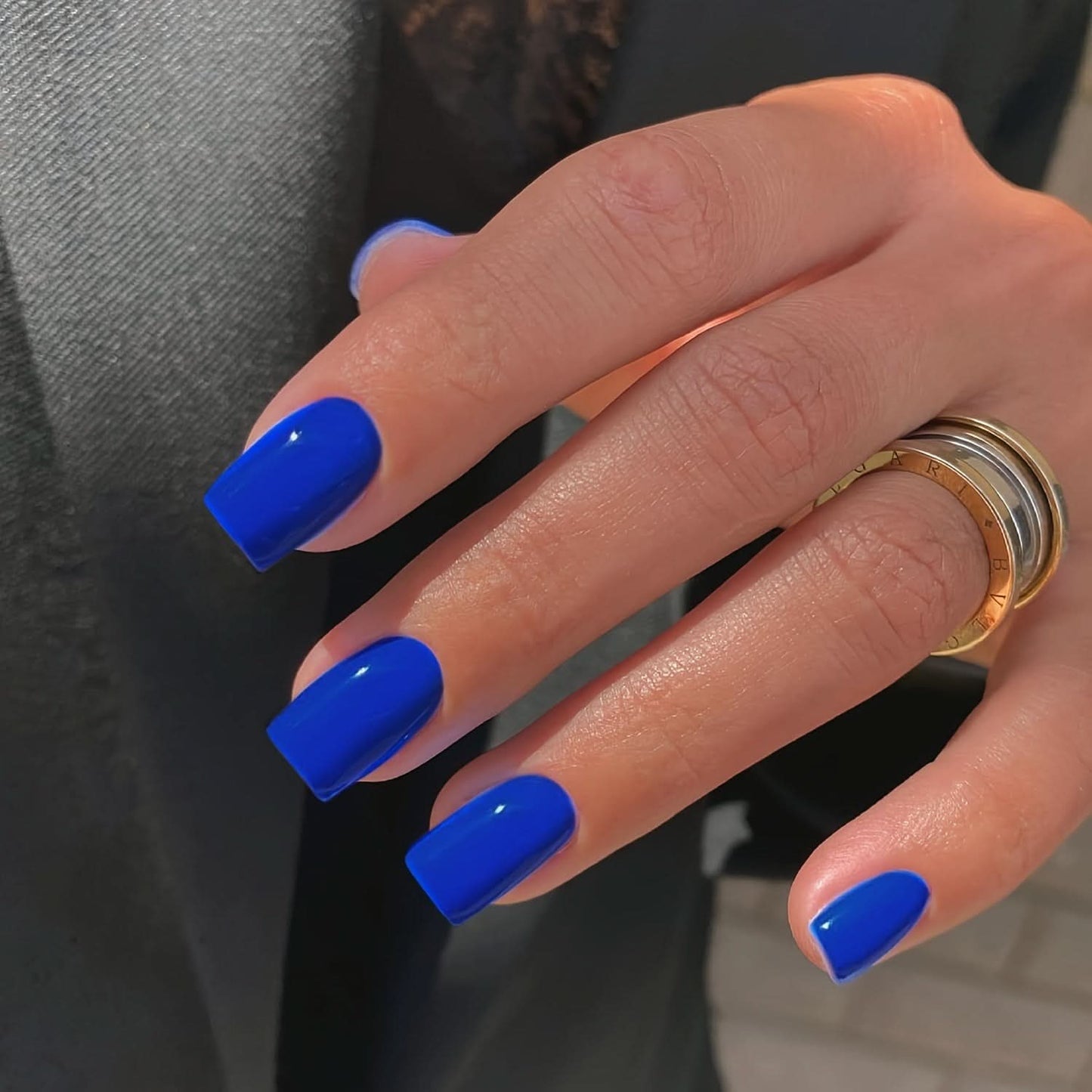 24 Pcs Blue Short Press-On Nails – Solid Color Acrylic Fake Nails for Women & Girls