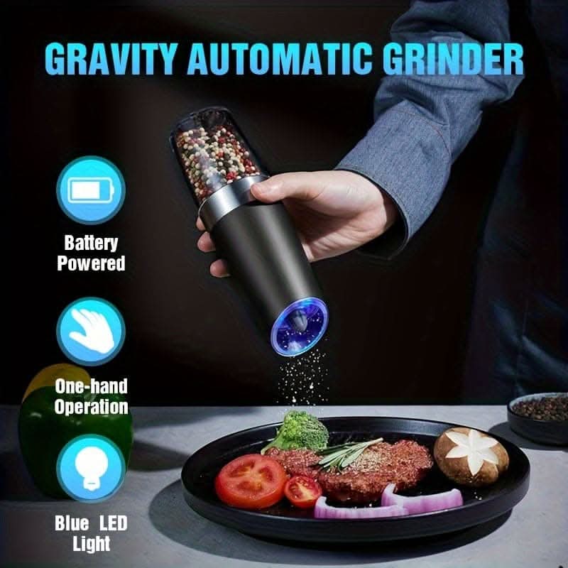 Electric Salt & Pepper Grinder Set – Adjustable, LED Light, Battery Operated