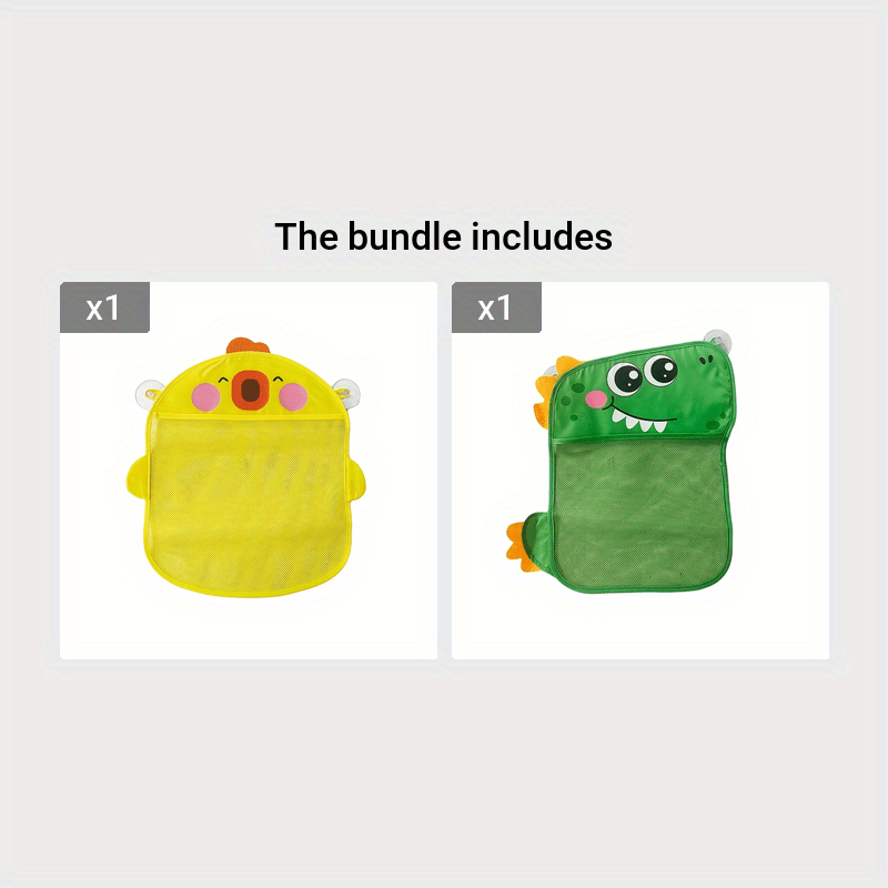Cartoon Bath Net Bag with Suction Cup – Waterproof Baby Bath Storage Net
