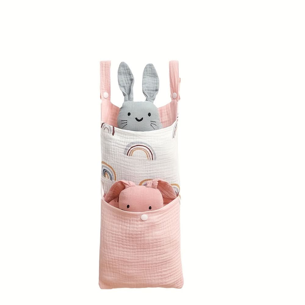 Baby Bedside Organizer – Dual Pocket Hanging Storage Bag for Toys, Diapers & Bottles