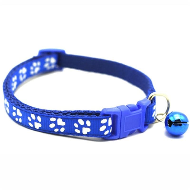 Adjustable Bell Collar with Paw Print Design
