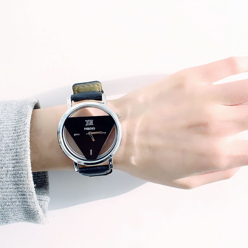 Triangle Quartz Watch – Fashionable Hollow Design, Trendy Korean Watch