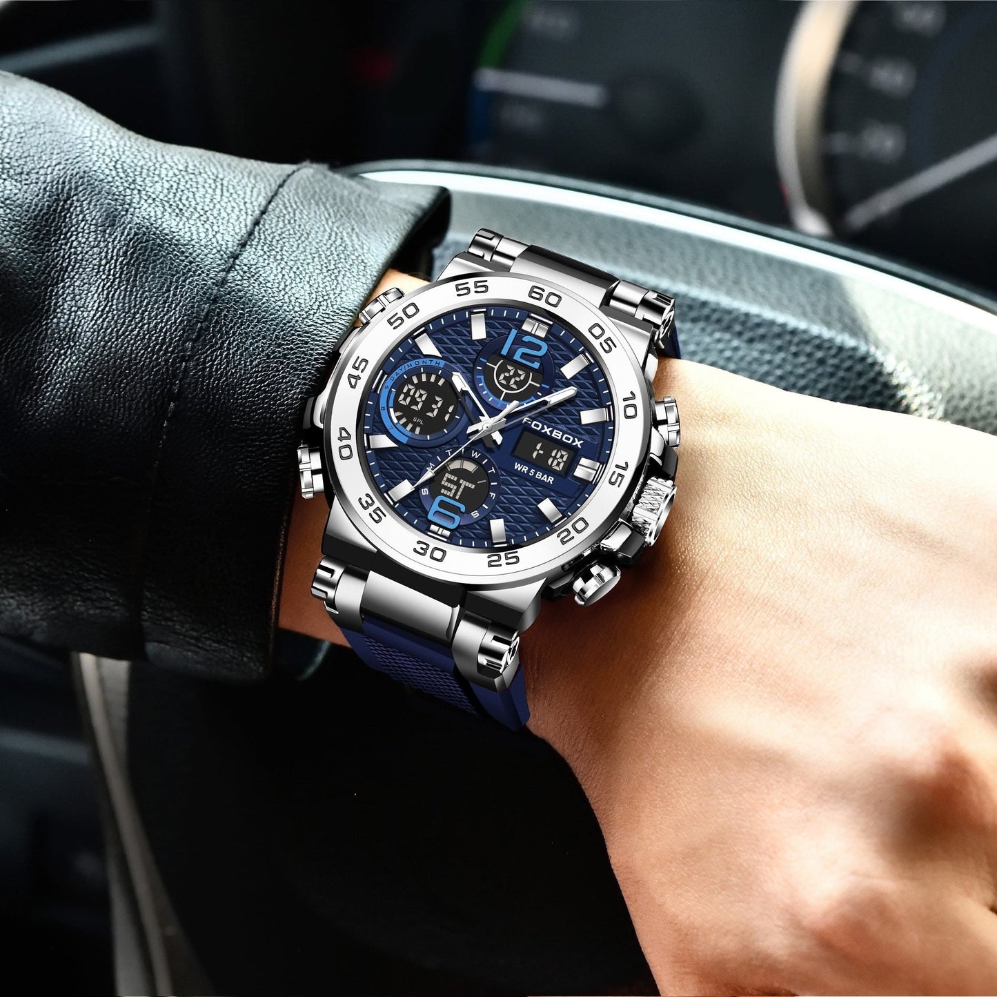 Men's Waterproof Dual Display Sports Watch