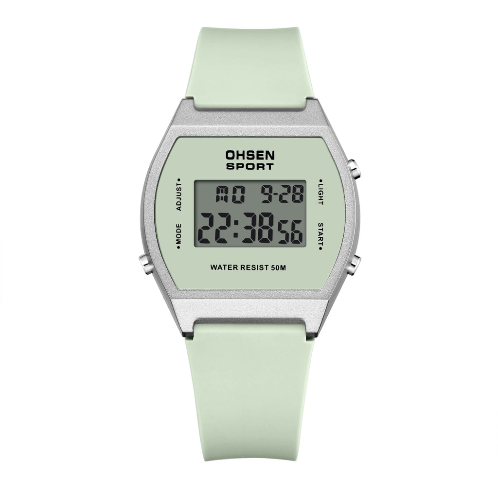 Women’s Digital Sports Watch – Luminous Display, Square Zinc Alloy Case, Silicone Strap
