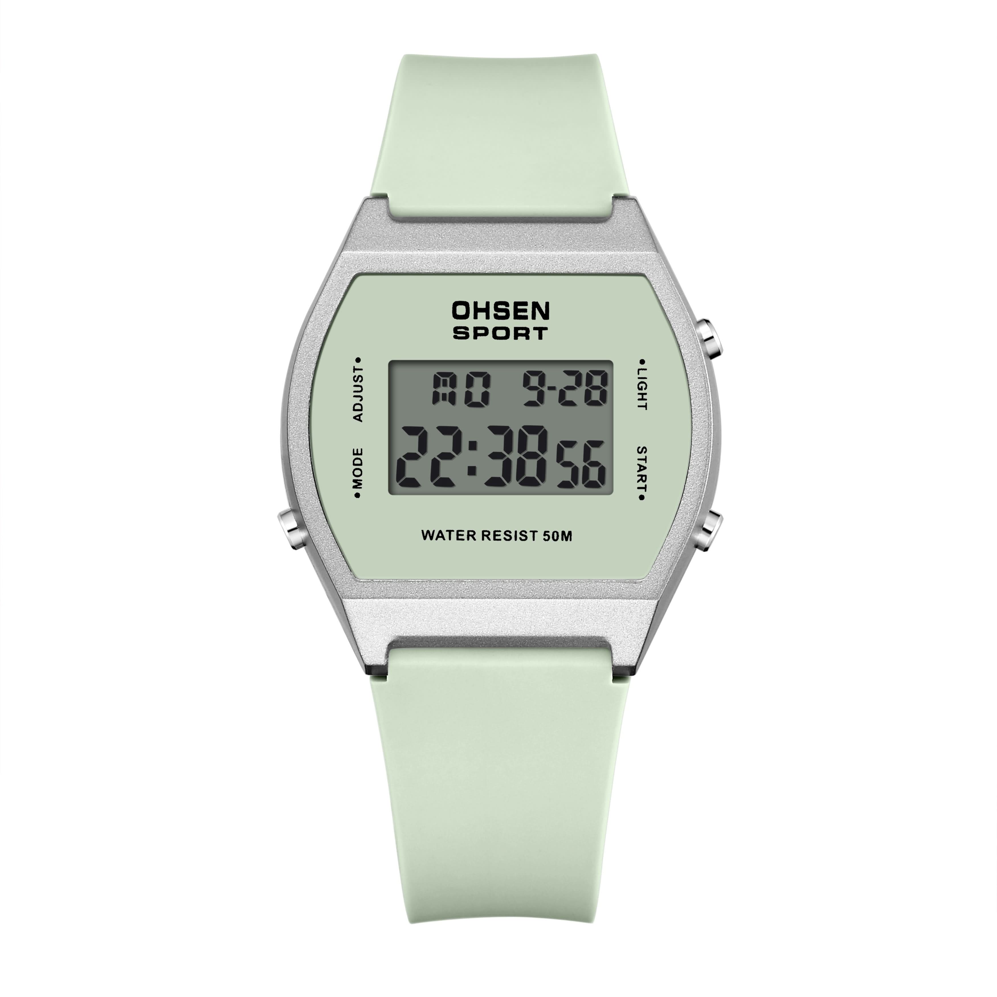 Women’s Digital Sports Watch – Luminous Display, Square Zinc Alloy Case, Silicone Strap