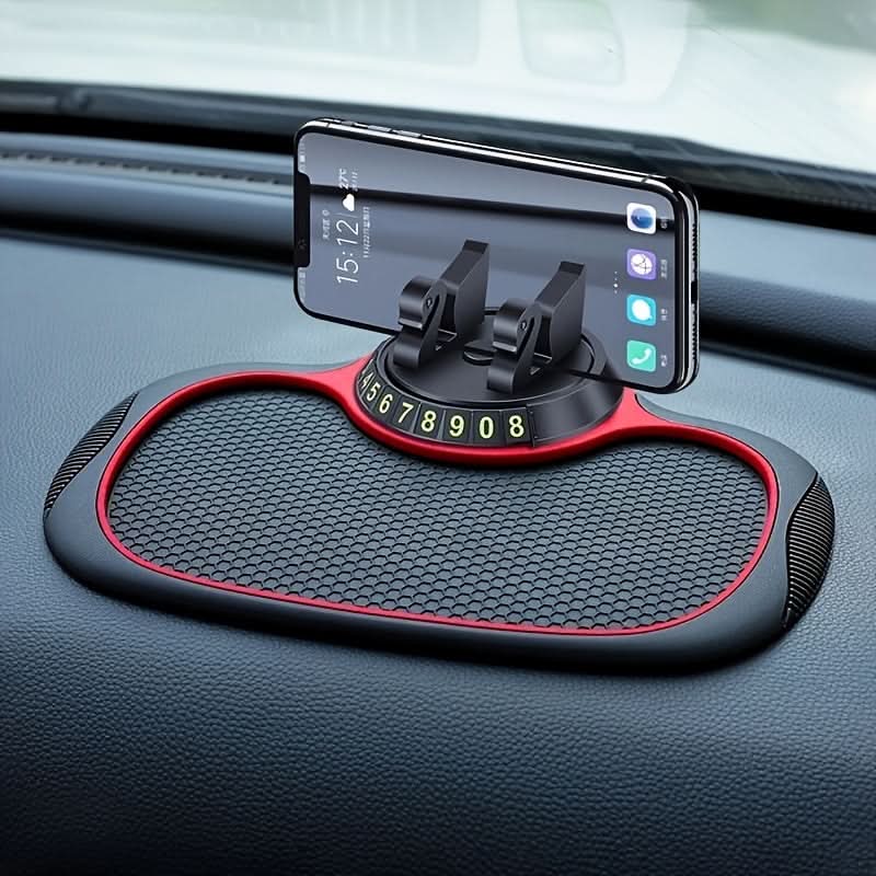 360° Rotating Car Dashboard Phone Mount – Anti-Slip Silicone Mat & Adjustable Holder