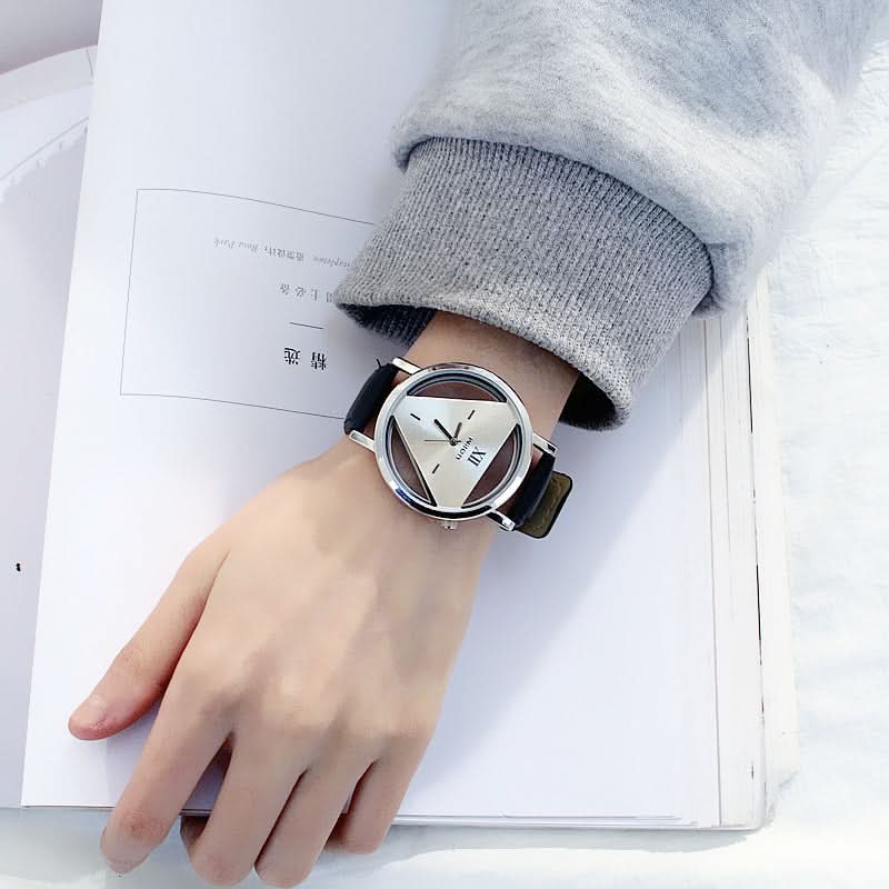 Triangle Quartz Watch – Fashionable Hollow Design, Trendy Korean Watch