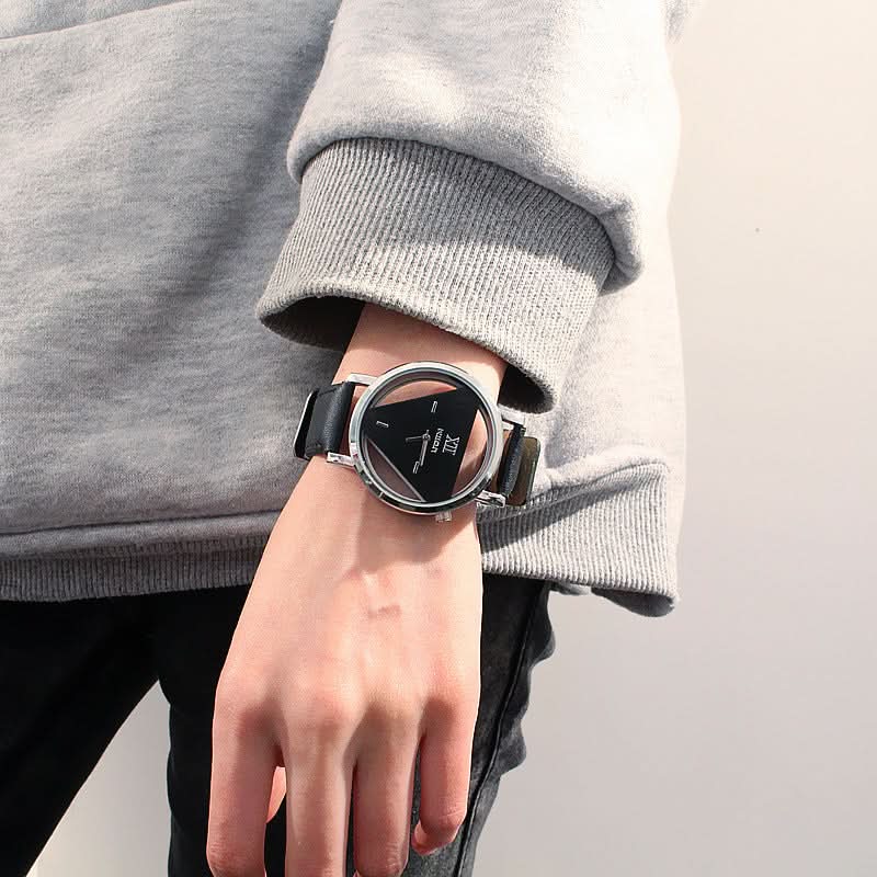 Triangle Quartz Watch – Fashionable Hollow Design, Trendy Korean Watch