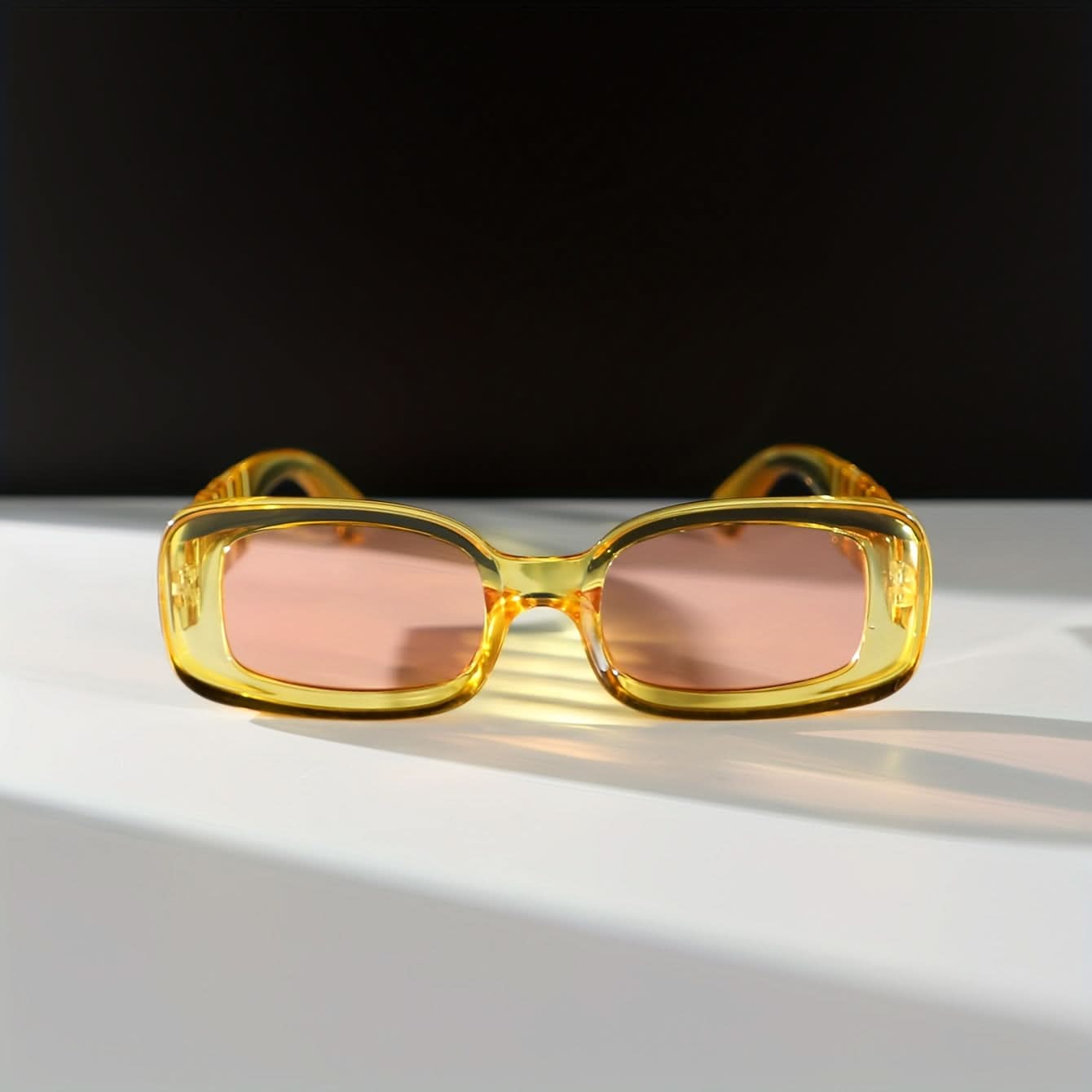 Cyberpunk Yellow Tinted Square Glasses for Women - Anime Alloy Eyewear