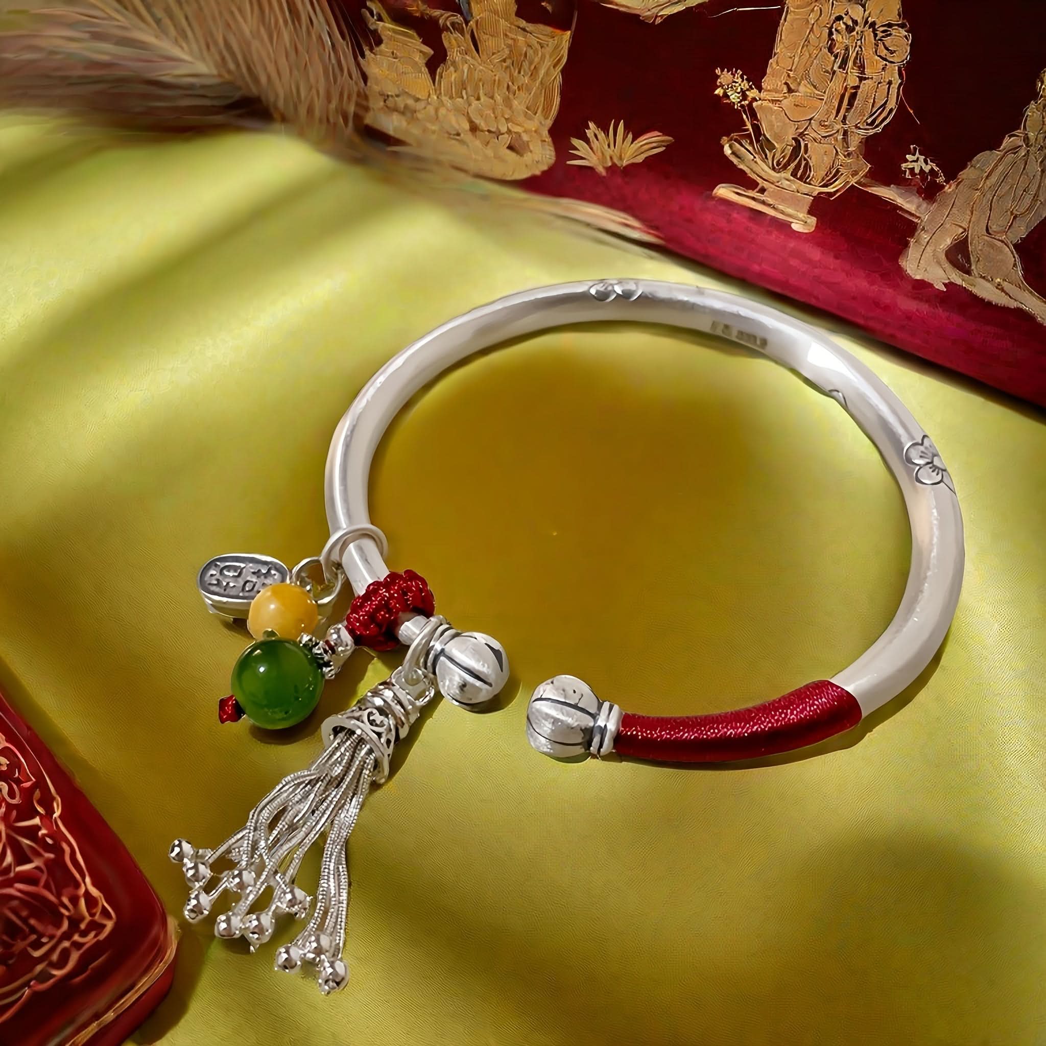 Vintage 999 Silver Adjustable Bracelet for Women