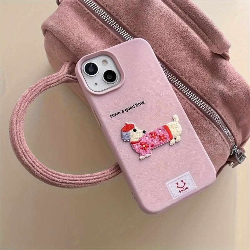 Shockproof Faux Leather Dog Phone Case