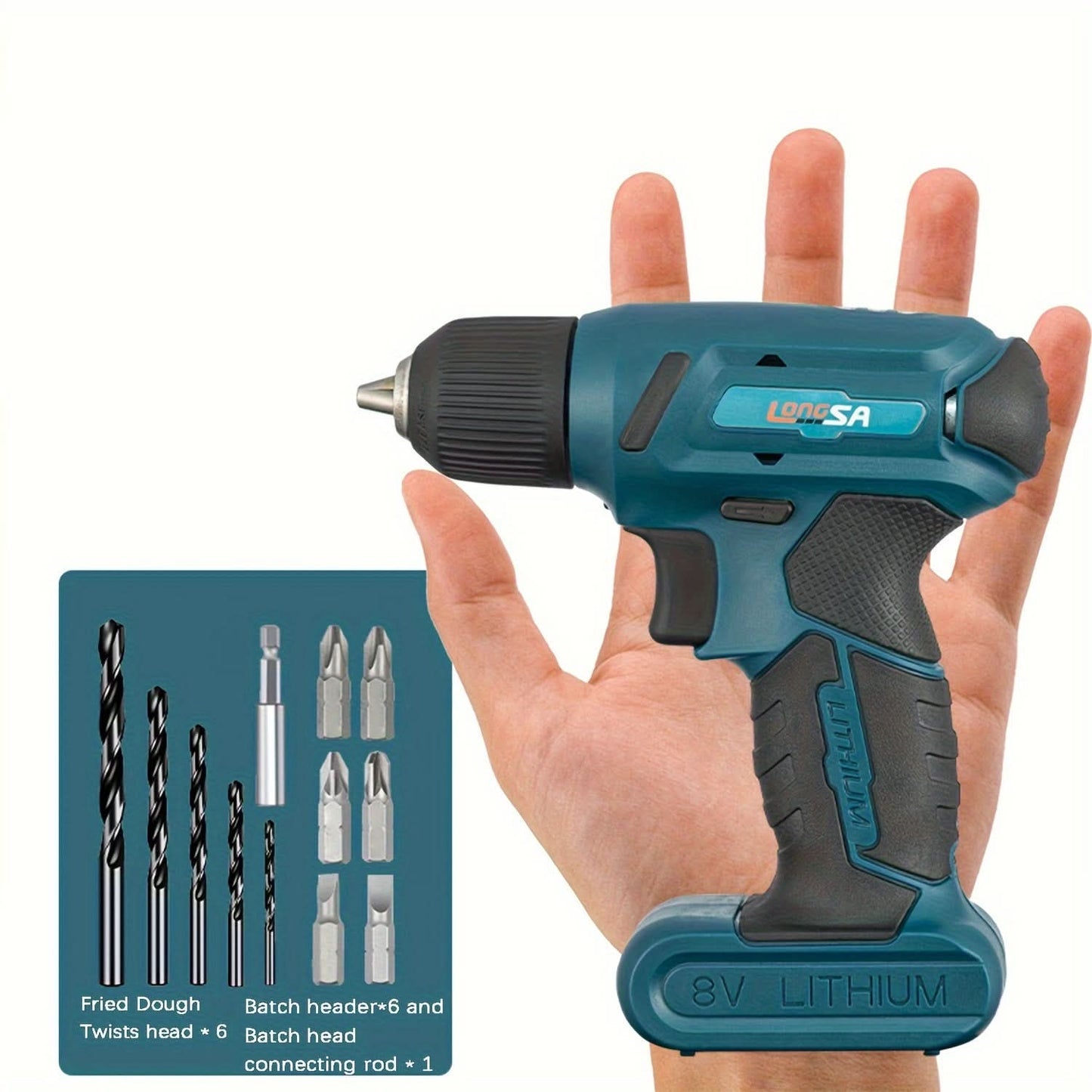 8V Li-Ion Cordless Drill Kit with LED