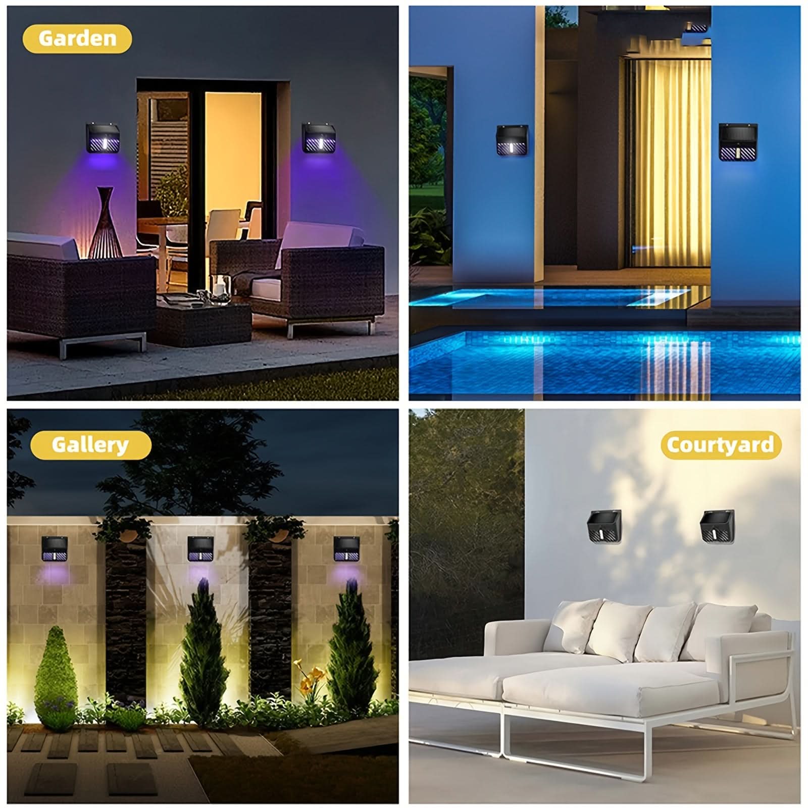 Outdoor LED Solar Mosquito Lamps - UV & Motion Sensor Wall Lamps