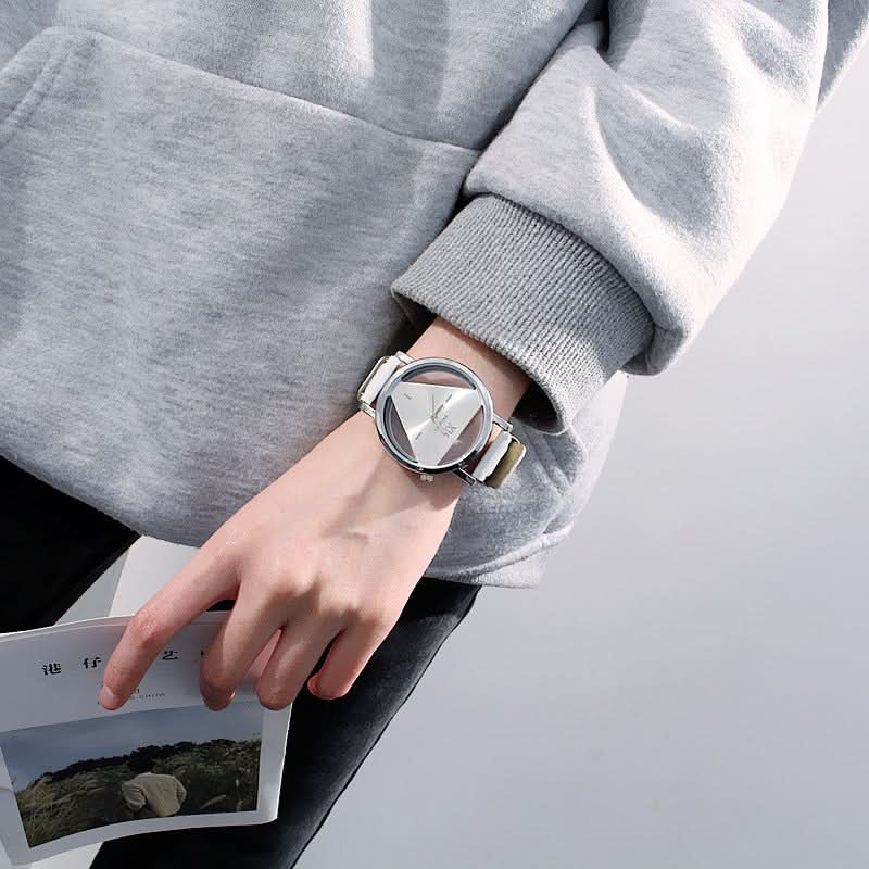 Triangle Quartz Watch – Fashionable Hollow Design, Trendy Korean Watch
