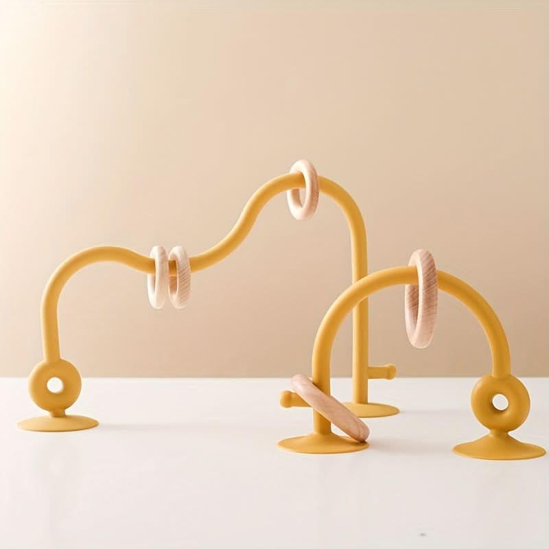 Silicone Suction Baby Arch Toy with Wooden Rings