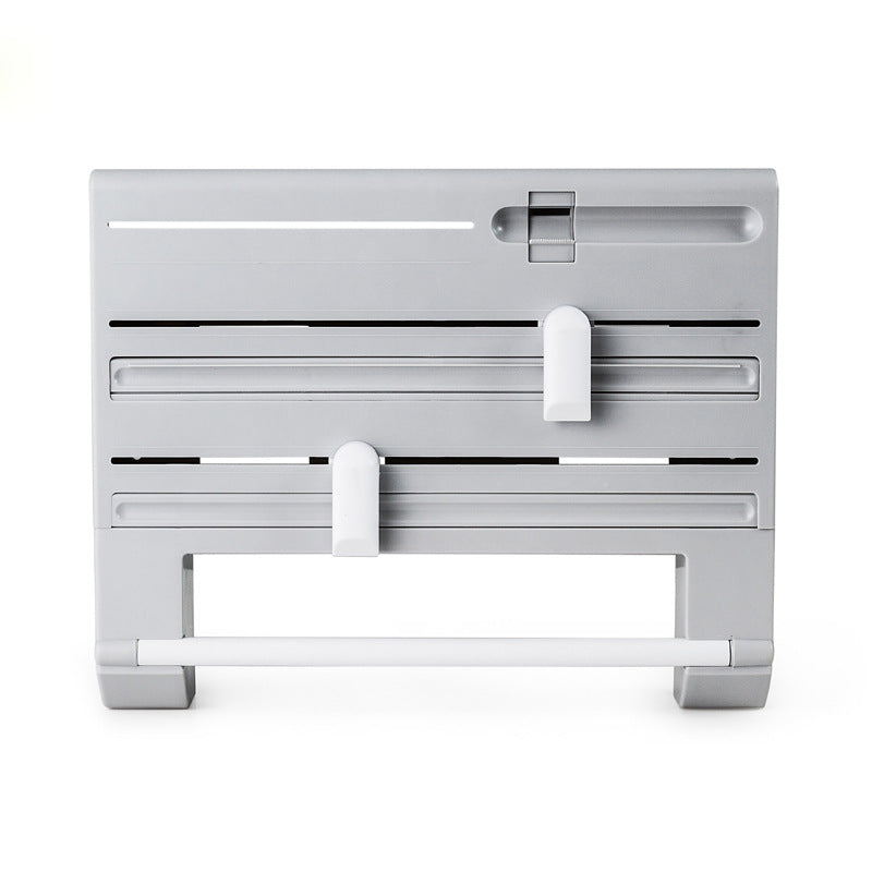 Wall-Mounted Wrap Storage Rack with Cutter – Kitchen Organizer for Plastic Wrap