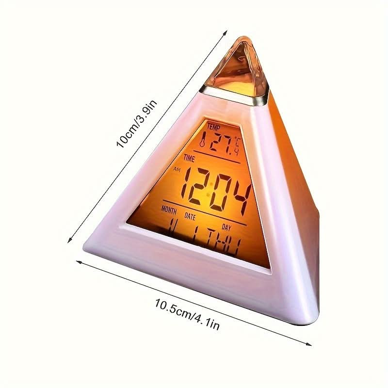 7-Color Changing LED Digital Alarm Clock – Pyramid Night Light