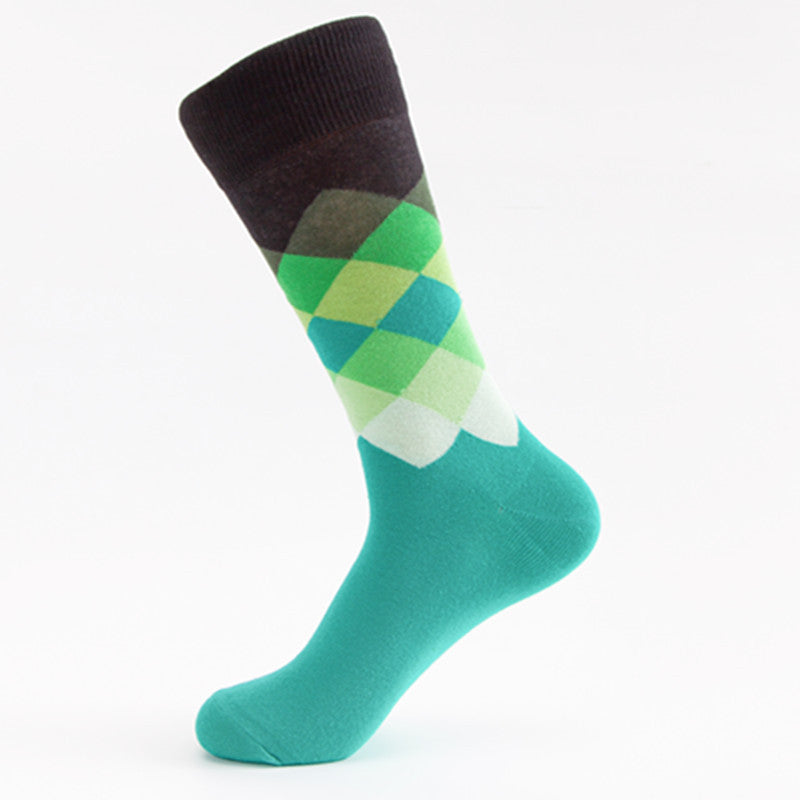 Men’s Cotton Mid-Tube Socks – Breathable Striped & Plaid Casual Socks (41-46)