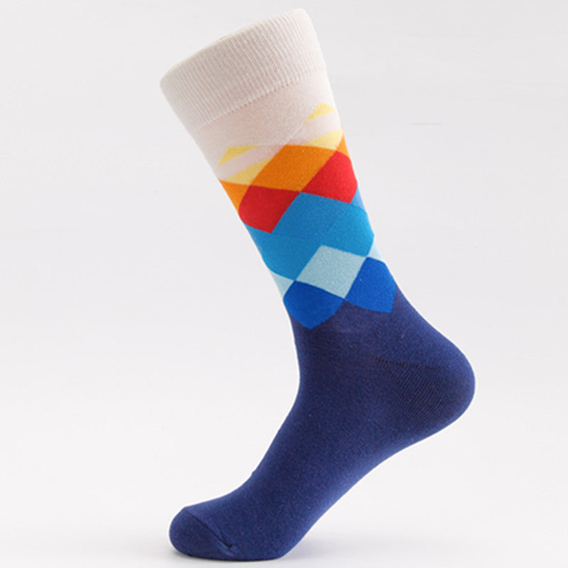 Men’s Cotton Mid-Tube Socks – Breathable Striped & Plaid Casual Socks (41-46)