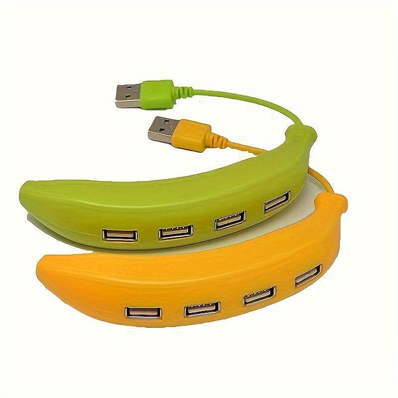 Banana-Shaped 4-Port USB 2.0 Hub – Portable, User-Friendly USB Expansion
