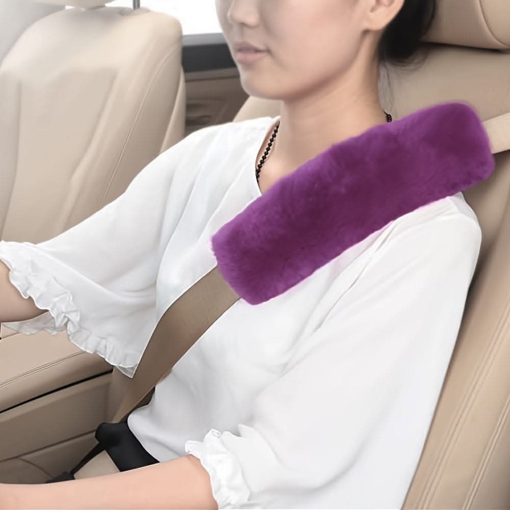 2-pieces Australian Wool Seat Belt Covers – Soft Plush Shoulder Pads