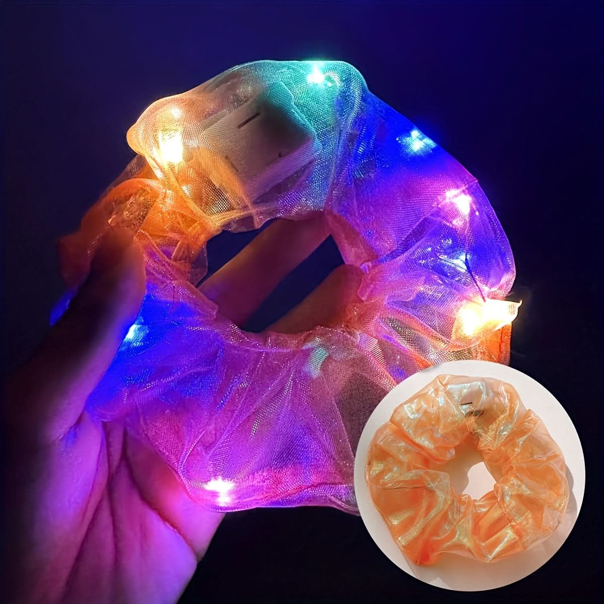 7PCS Glow-In-The-Dark LED Hair Scrunchies