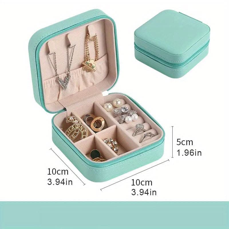 Compact Travel Jewelry Case – Organizer for Rings, Earrings & Necklaces