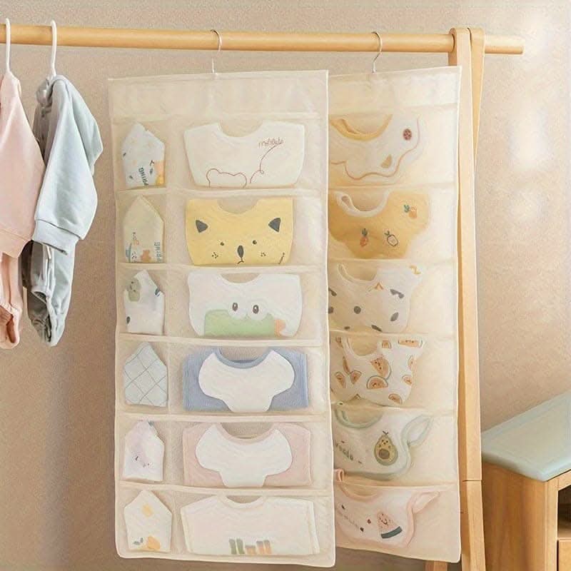 Baby Socks & Bibs Organizer - 30-Compartment Hangable Non-Woven Storage Bag