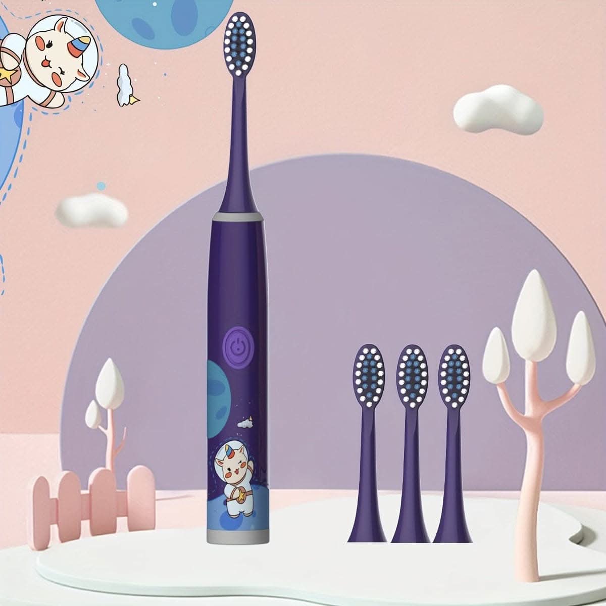 Kids Electric Toothbrush with 4 Brush Heads, Soft Bristles