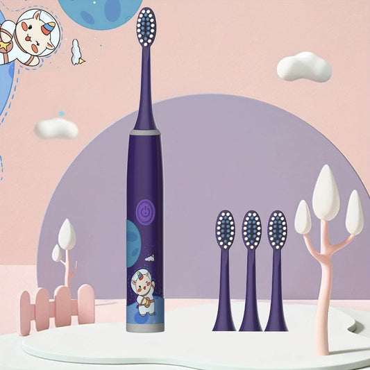 Kids Electric Toothbrush with 4 Brush Heads, Soft Bristles