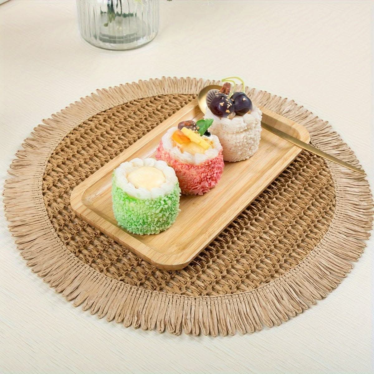 4pcs Rustic Chic Jute Placemats with Fringe