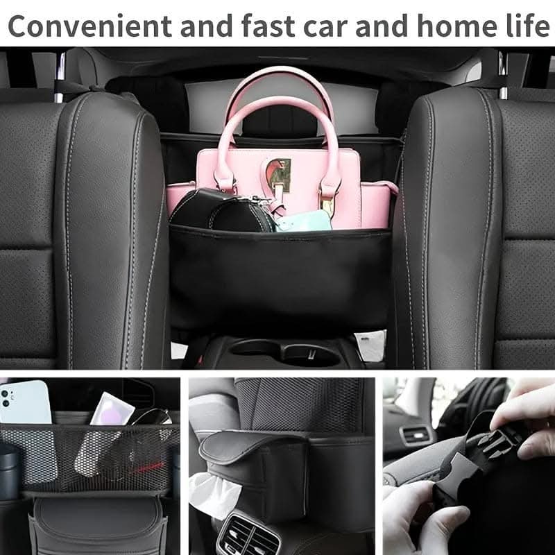 Backseat Car Organizer, Car Storage Pocket Storage Pouch, Seat Back Organizer For Drinks Document, Black