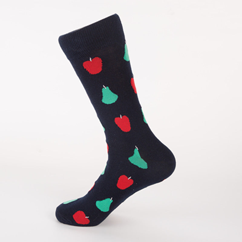 Men’s Colorful Fruit Cotton Socks – Mid-Tube Casual Crew Socks, Soft Autumn Style
