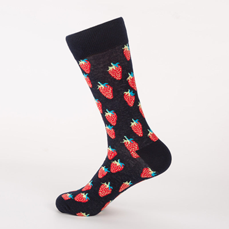 Men’s Colorful Fruit Cotton Socks – Mid-Tube Casual Crew Socks, Soft Autumn Style