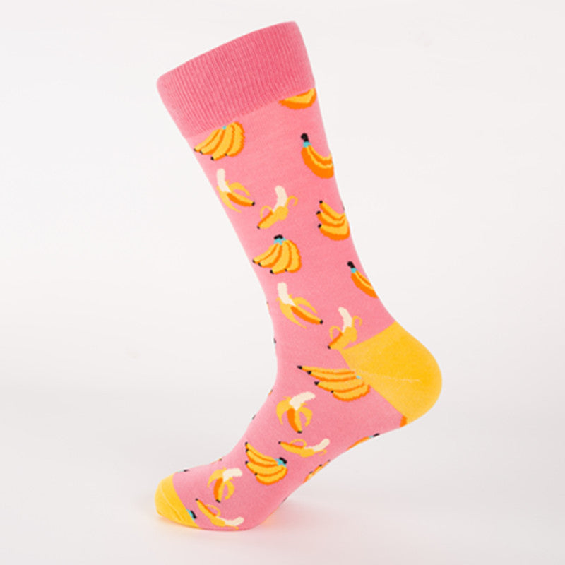 Men’s Colorful Fruit Cotton Socks – Mid-Tube Casual Crew Socks, Soft Autumn Style
