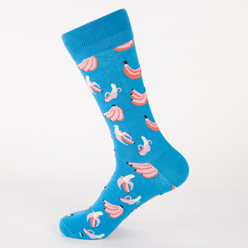 Men’s Colorful Fruit Cotton Socks – Mid-Tube Casual Crew Socks, Soft Autumn Style