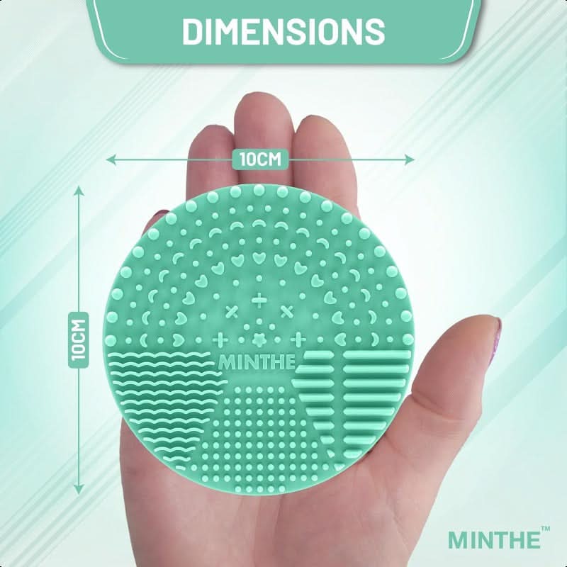 Minthe  2-Pack Silicone Makeup Brush Cleaning Mat – Portable Teal Brush Cleaner with Suction Cups