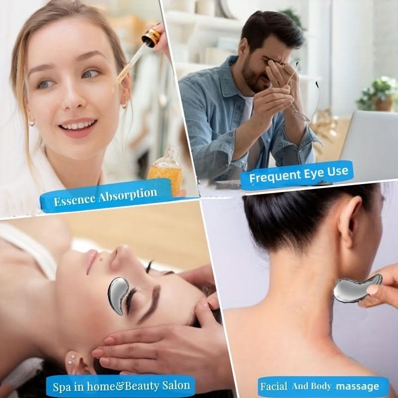 Reusable Stainless Steel Eye Masks – Cooling Gua Sha Tool for Facial Massage