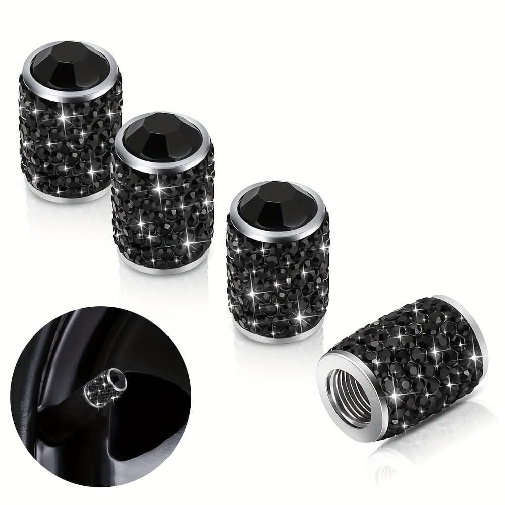 4pcs Bling Tire Valve Caps – Crystal Rhinestone Car Wheel Stem Covers
