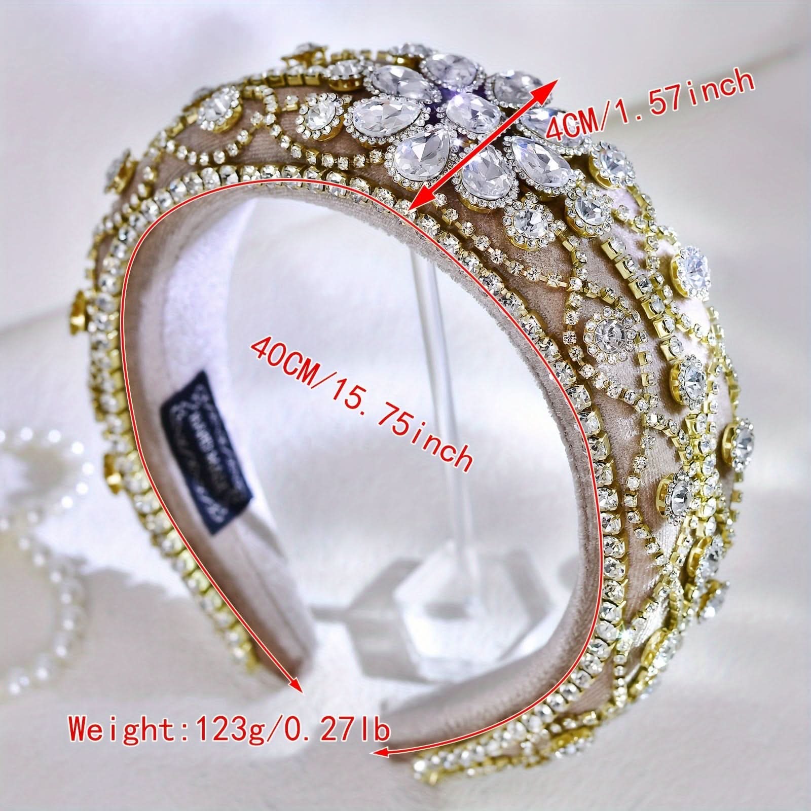 Baroque Style Rhinestone Hairband for Women - Elegant Fashionable Headpiece for Parties, Daily Wear, and Special Occasions - Hand Wash Only, No Power Needed, Featherless - YXA252