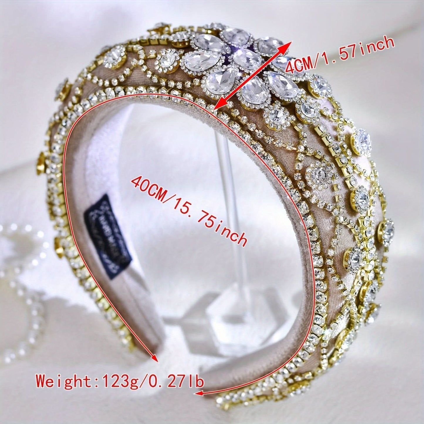 Baroque Style Rhinestone Hairband for Women - Elegant Fashionable Headpiece for Parties, Daily Wear, and Special Occasions - Hand Wash Only, No Power Needed, Featherless - YXA252