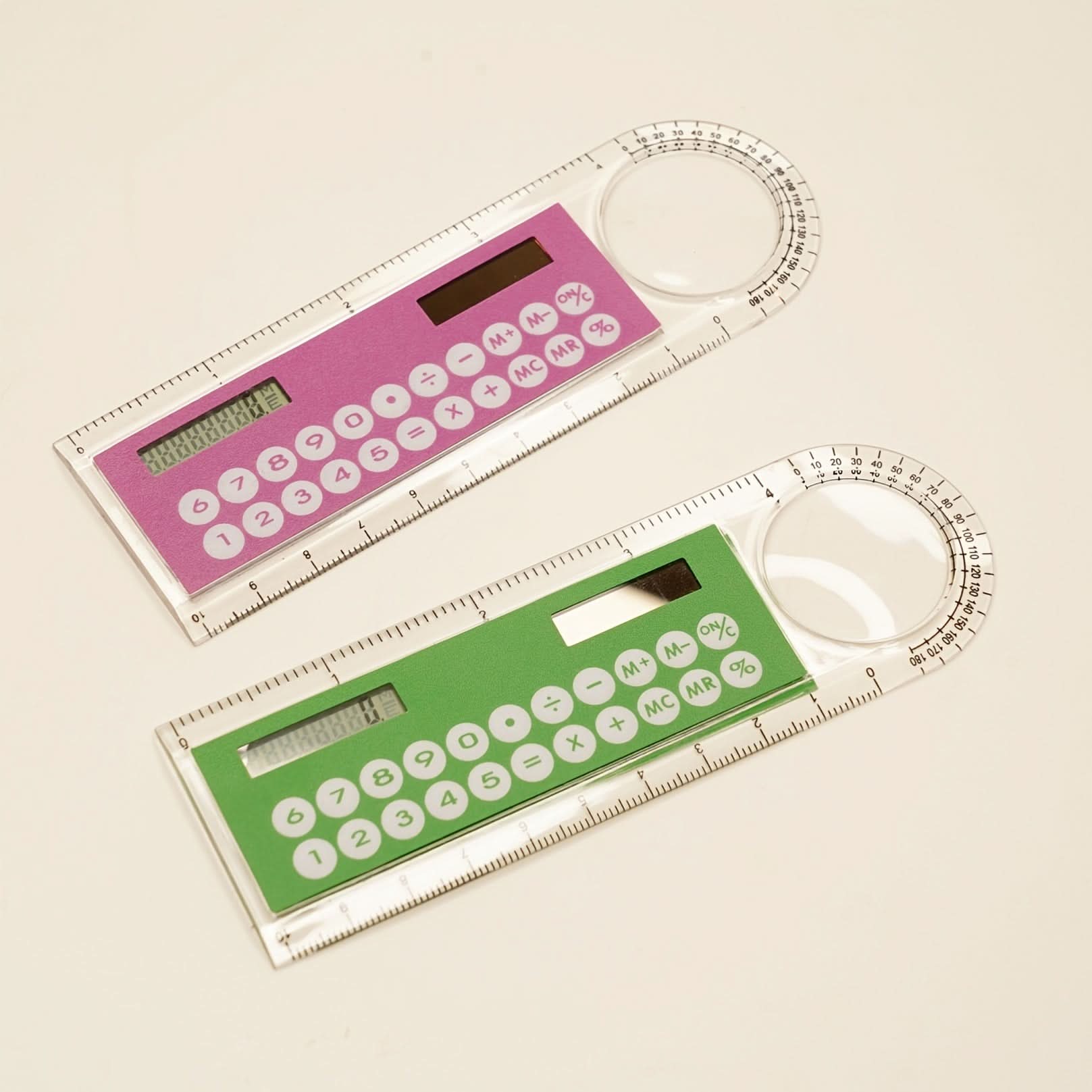 Mini 4-In-1 Solar-Powered Calculator with Ruler - LED Display