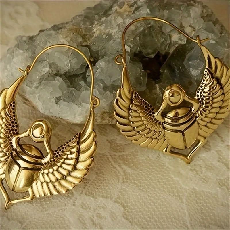 14K Gold Vintage Beetle Punk Earrings