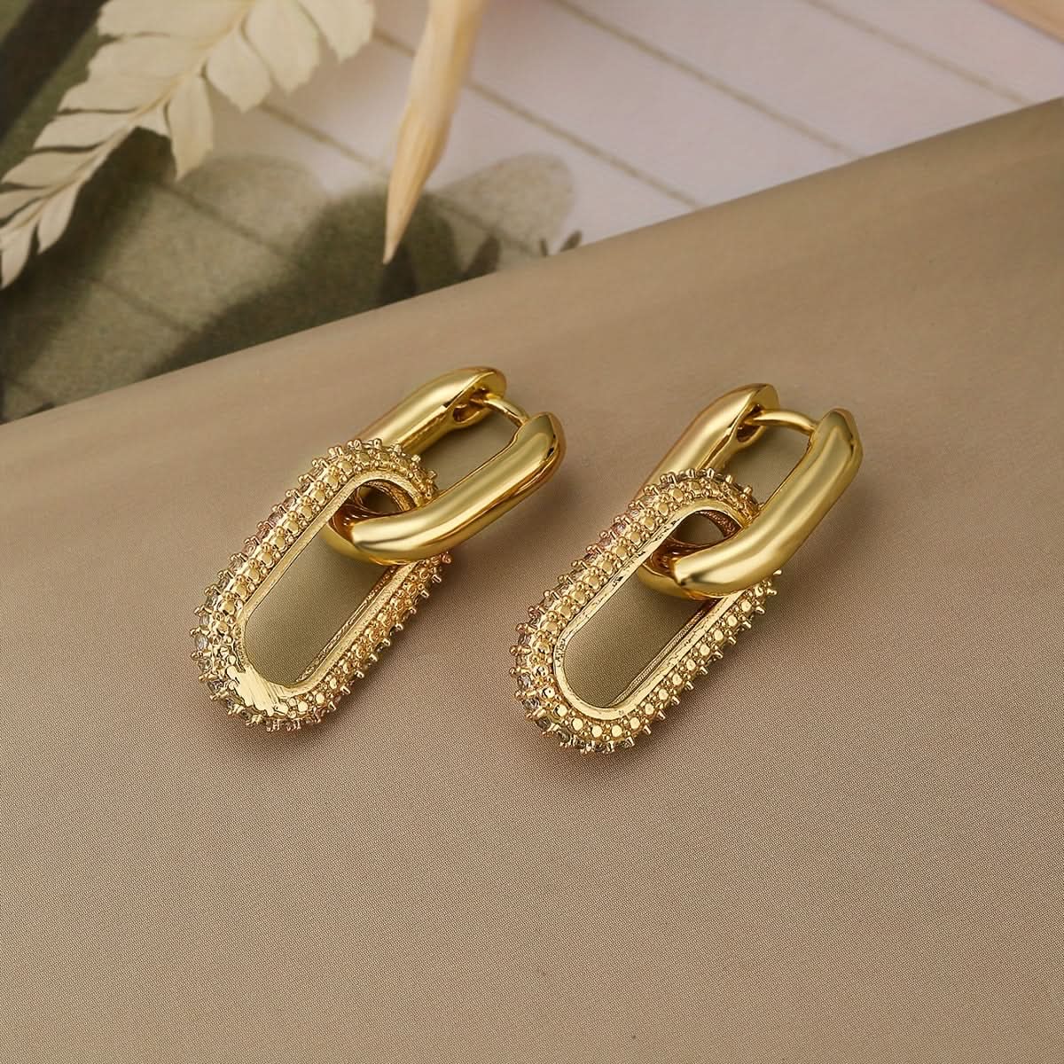 Chain Earrings with Luxurious Golden Plating