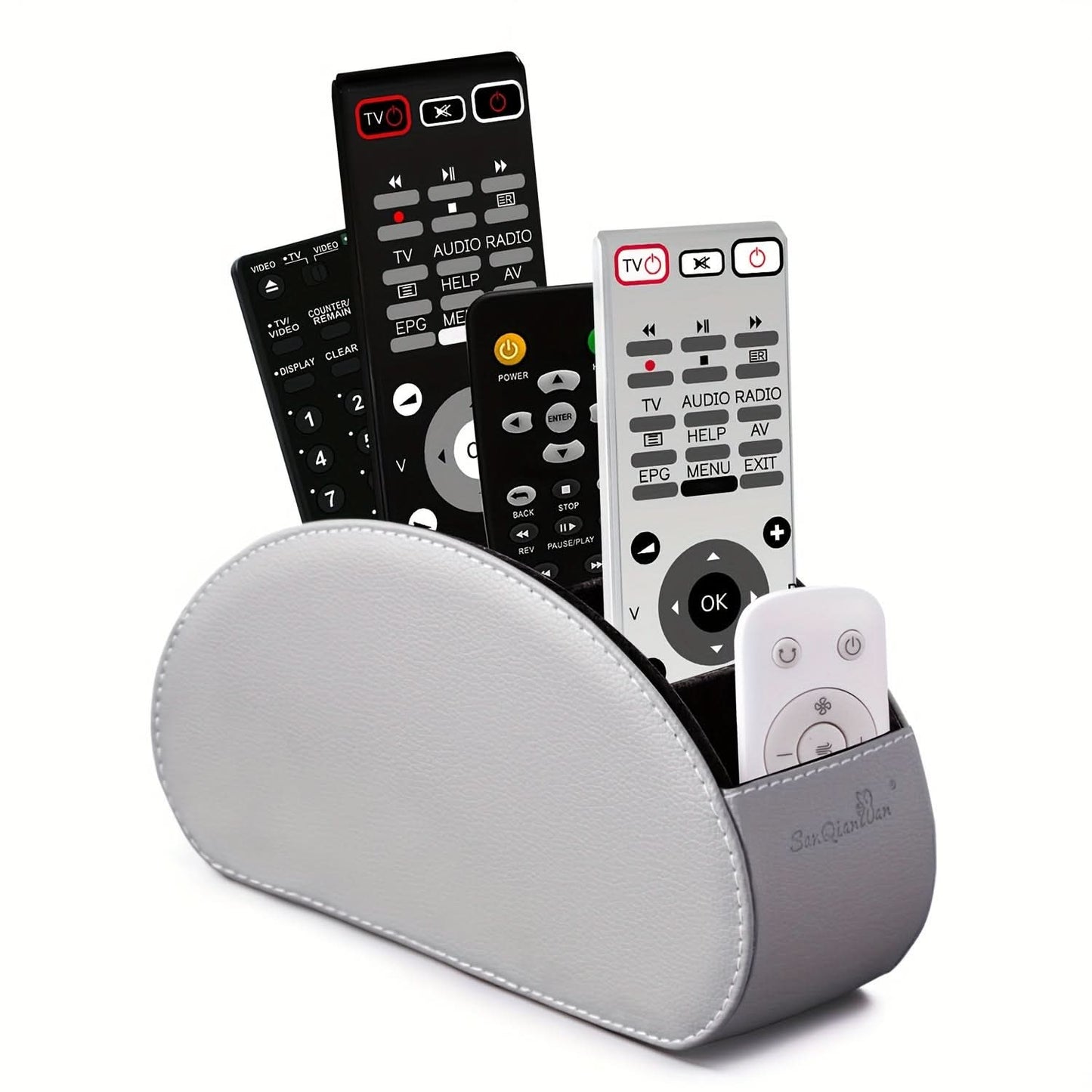 5-Compartment PU Leather Remote Organizer Box